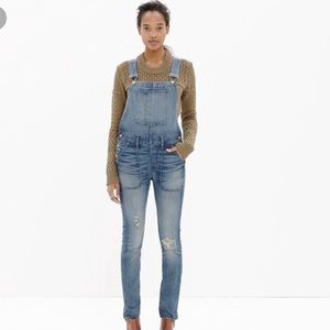 Madewell Distressed Skinny Adrian Overalls